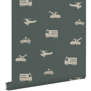Esta behang met brandweer/auto/helikopter/kranen 131400