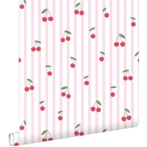 Esta behang met kersjes  131654